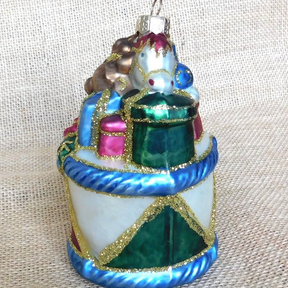 VTG Krebs Lauscha Horse on Drum Christmas Ornament Hand Blown Glass Germany - Picture 6 of 9